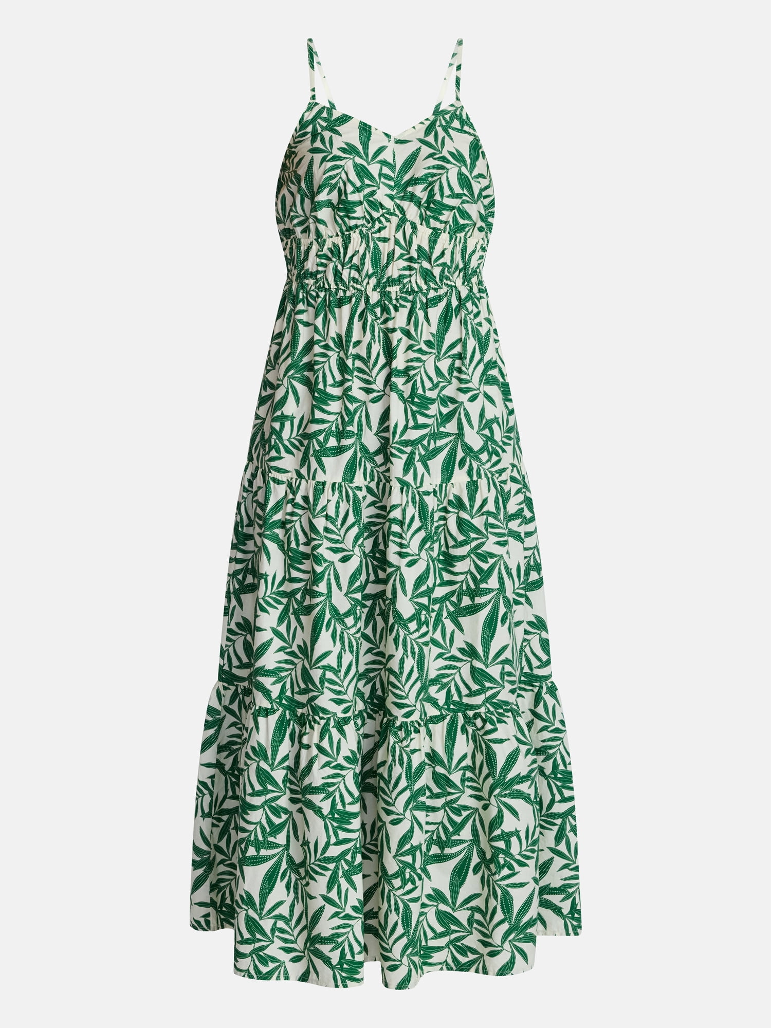 Time and Tru Women's Sleeveless Tiered Cotton Maxi Dress, Sizes XS-XXXL