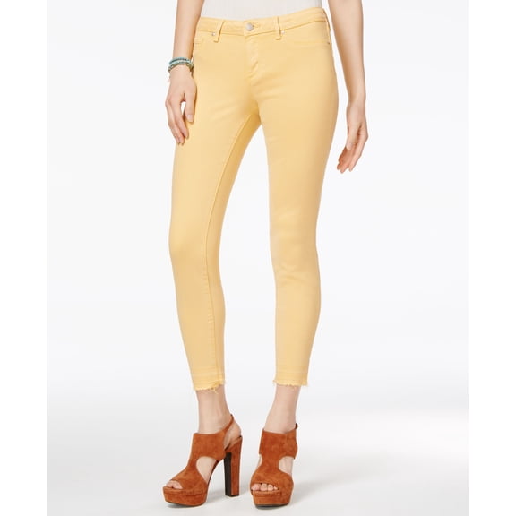 Jessica Simpson Kiss Me Frayed Skinny Jeans Womens 25 Yellow pants MSRP $78