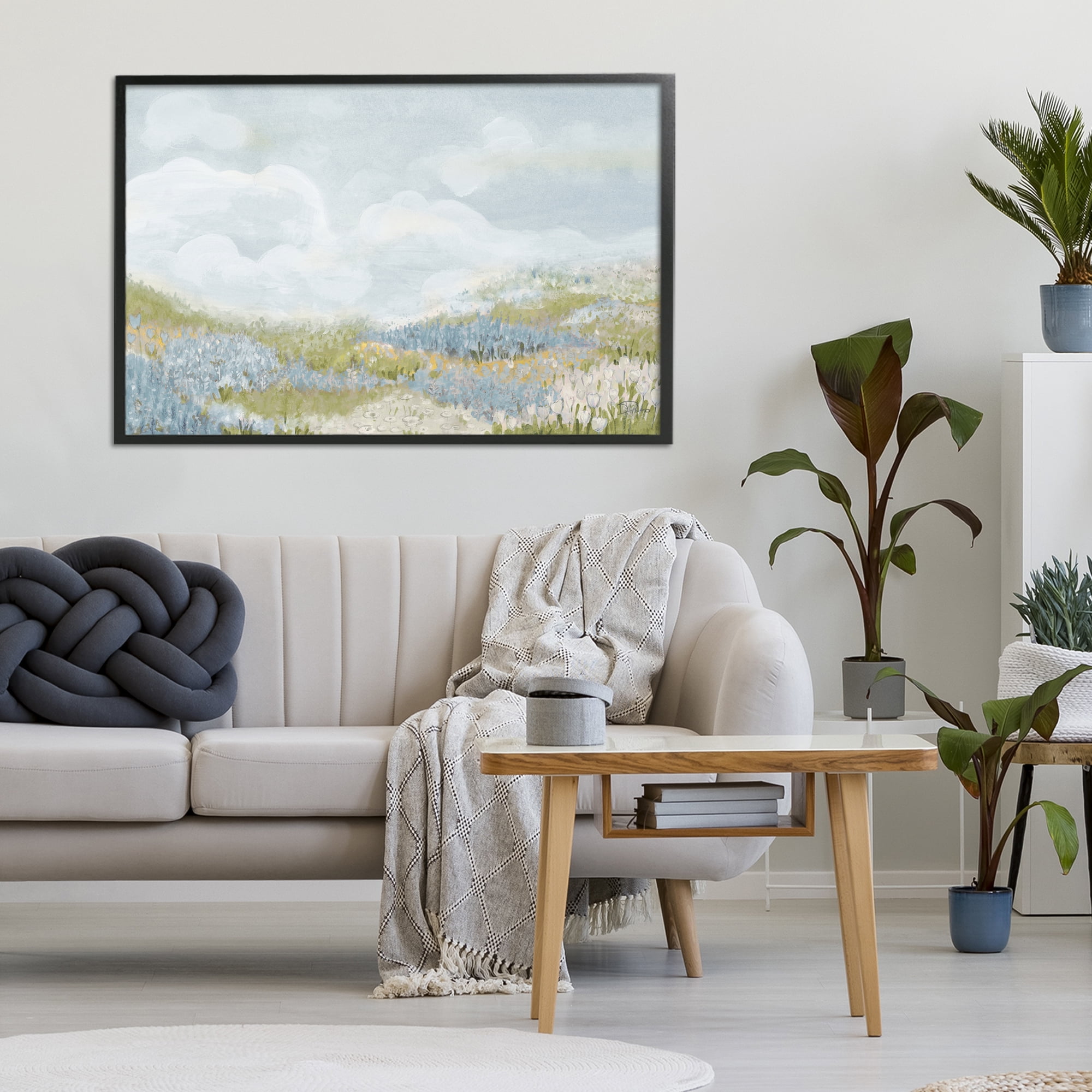 Stupell Industries Blue Floral Meadow Black Framed Giclee Art, design by Patricia Pinto