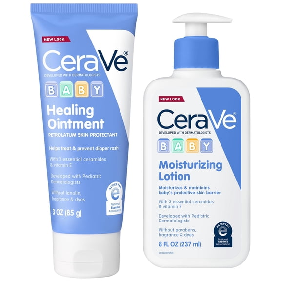 CeraVe Baby Skincare Bundle: Healing Ointment 3 oz   Moisturizing Lotion 8 oz, 2-Piece