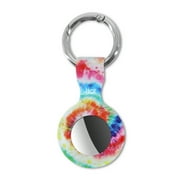 iJOY Fashion Apple Airtag Keychain, Silicone,  Maroon, Black, Abstract Sun, Tiedye, 4 Pack