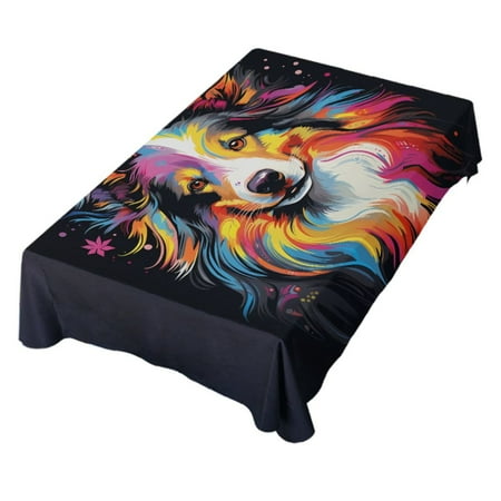 

JSTEL Border Dog Table Cloth Square 54 x 54 Inch Tablecloth Anti Wrinkle Table Cover for Dining Kitchen Parties