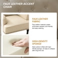 thumbnail image 3 of Faux Leather Tufted Armchair & Accent Chair with Wooden Turned Legs, Beige, 3 of 6