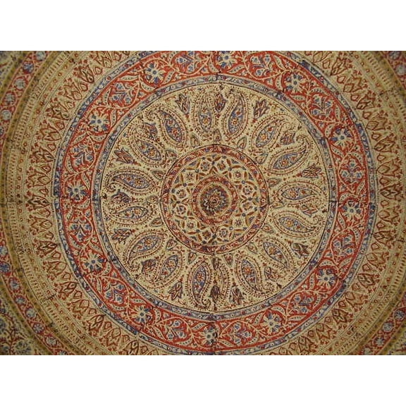 Kalamkari Block Print Tapestry Cotton Bedspread 108" x 88" Full-Queen Multi Color