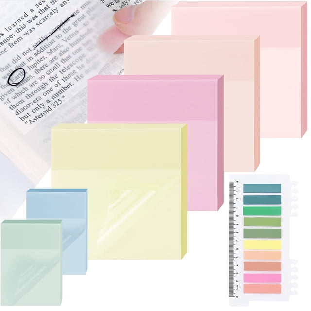 Notas adhesivas transparentes Tecolu impermeables, 500 hojas, 7 blocs