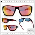 thumbnail image 2 of Mens Polarized Antiglare Biker Wrap Around Plastic Sport Sunglasses Black Red - Orange Mirror, 2 of 8