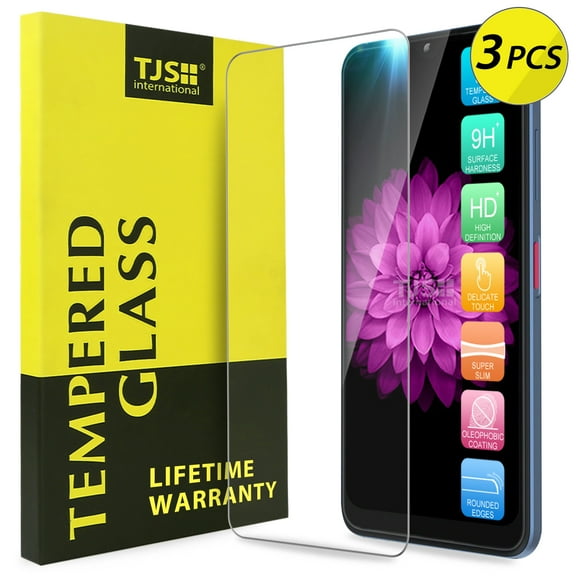 3-Pack TJS for T-Mobile Revvl 6x 5G / Revvl 6 5G [Screen Coverage][Tempered Glass] Case Friendly Screen Protector Anti-Fingerprint, Bubble Free, Anti-Scratch, Shatterproof (Clear)