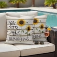 thumbnail image 4 of Sunflowers Outdoor Waterproof Pillow Covers, Modern Bee You Are My Sunshine Wooden Grain Decorative Square Throw Pillowcase Sofa Cushion Sham for Patio/Couch/Chair, 18"x18" 2 Pack, 4 of 8