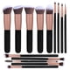 thumbnail image 1 of Juego de 14 pinceles de maquillaje profesionales de color plateado y negro para base sintética, polvos, correctores y sombras de ojos, 1 of 5