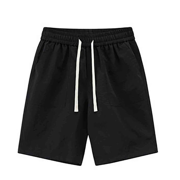 Generic Men's Casual Linen Shorts Drawstring Elastic Waist Summer Short Shorts Loose Fit SweatShorts with Pockets