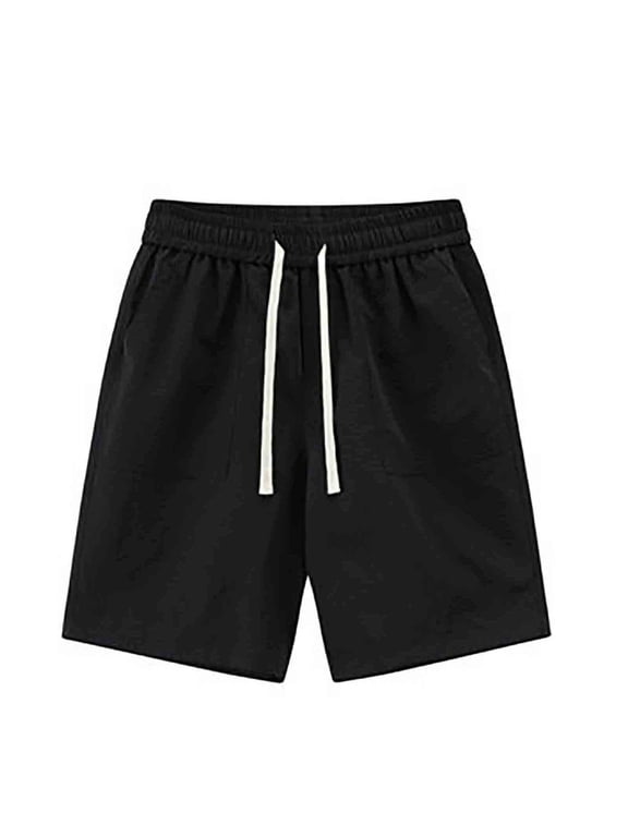 Men's Casual Linen Shorts Drawstring Elastic Waist Summer Short Shorts Loose Fit SweatShorts with Pockets