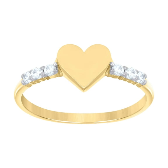 10kt Real Two-Tone Gold Womens Cubic-Zirconia Heart Ring