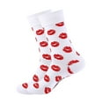 thumbnail image 1 of Valentines Day Socks Heart Lips Pattern Cotton Crew Socks for Couples Funny Novelty His and Hers, 1 of 5