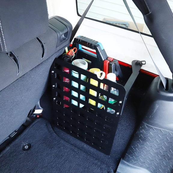 Metal Molle Storage Trunk Organizer Cargo Rack Shelf for 2007-2018  Wrangler JK Unlimited 4-Door Passenger Side - Heavy Duty Black Aluminum Alloy Car Interior Accessory