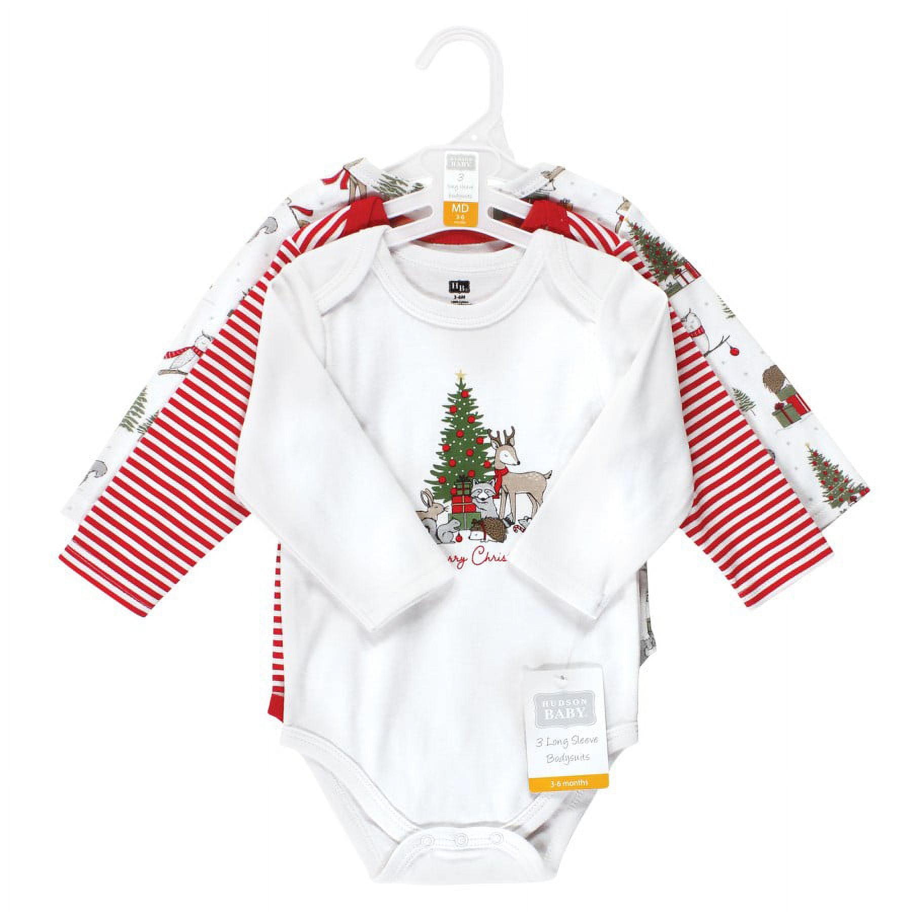 Hudson Baby Cotton Long-Sleeve Bodysuits, 3- Pack, Newborn- 24 Months