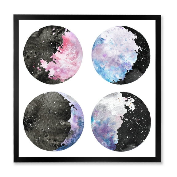 Designart 'Moon Phases With Sky and Stars' Bohemian & Eclectic Framed Art Print