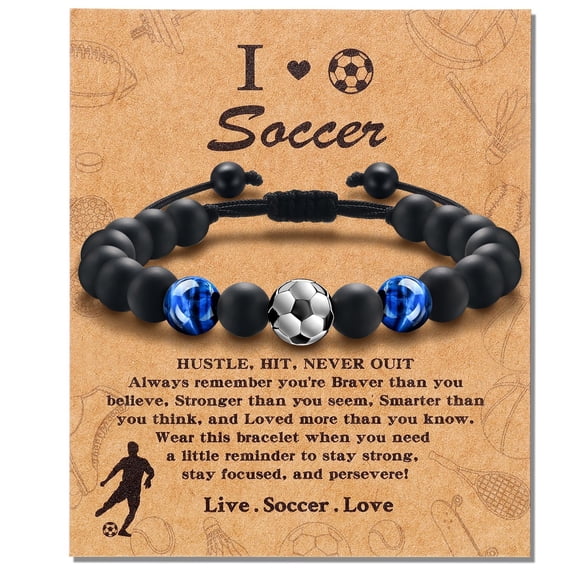 Pulsera Alissl de Ojo de Tigre Azul para Adolescentes Amantes del Fútbol