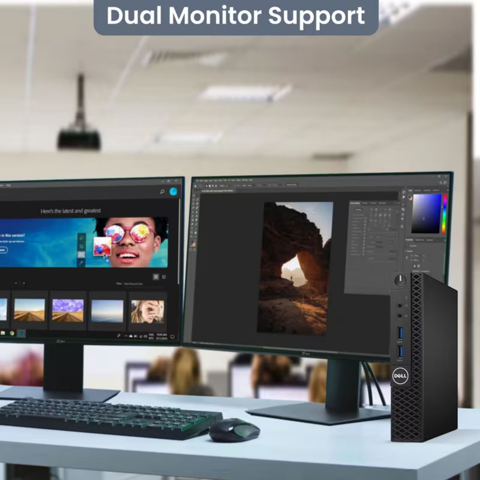 Restored Dell OptiPlex 3060 Micro Desktop Computer — Intel Core i3-8100t — 16GB DDR4 RAM — 256GB SSD — 24" Monitor — Wireless KB & M— Built-in Wi-Fi — Bussiness Desktop Mini PC — Window 11 Pro