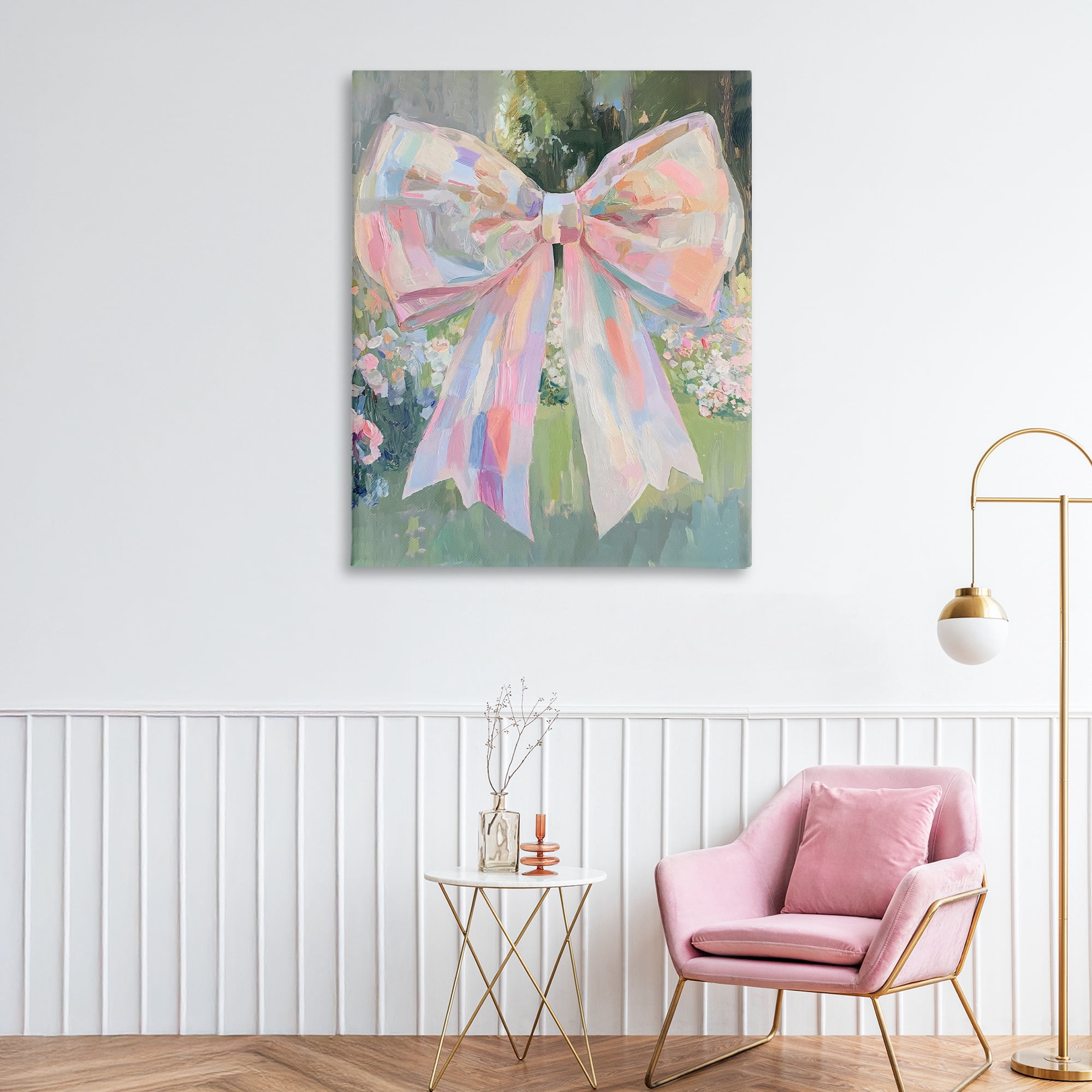 Stupell Industries Iridescent Pink Bow in Garden Canvas Wall Art, design by The Prints Vibe