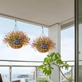 thumbnail image 4 of Artificial Hanging Flowers in Basket for Patio Garden Decoration,Artificial Daisy Arrangement,Fake Plants in inch Coconut Lining Basket for Outside Spring Decor(Purple Yellow), 4 of 5