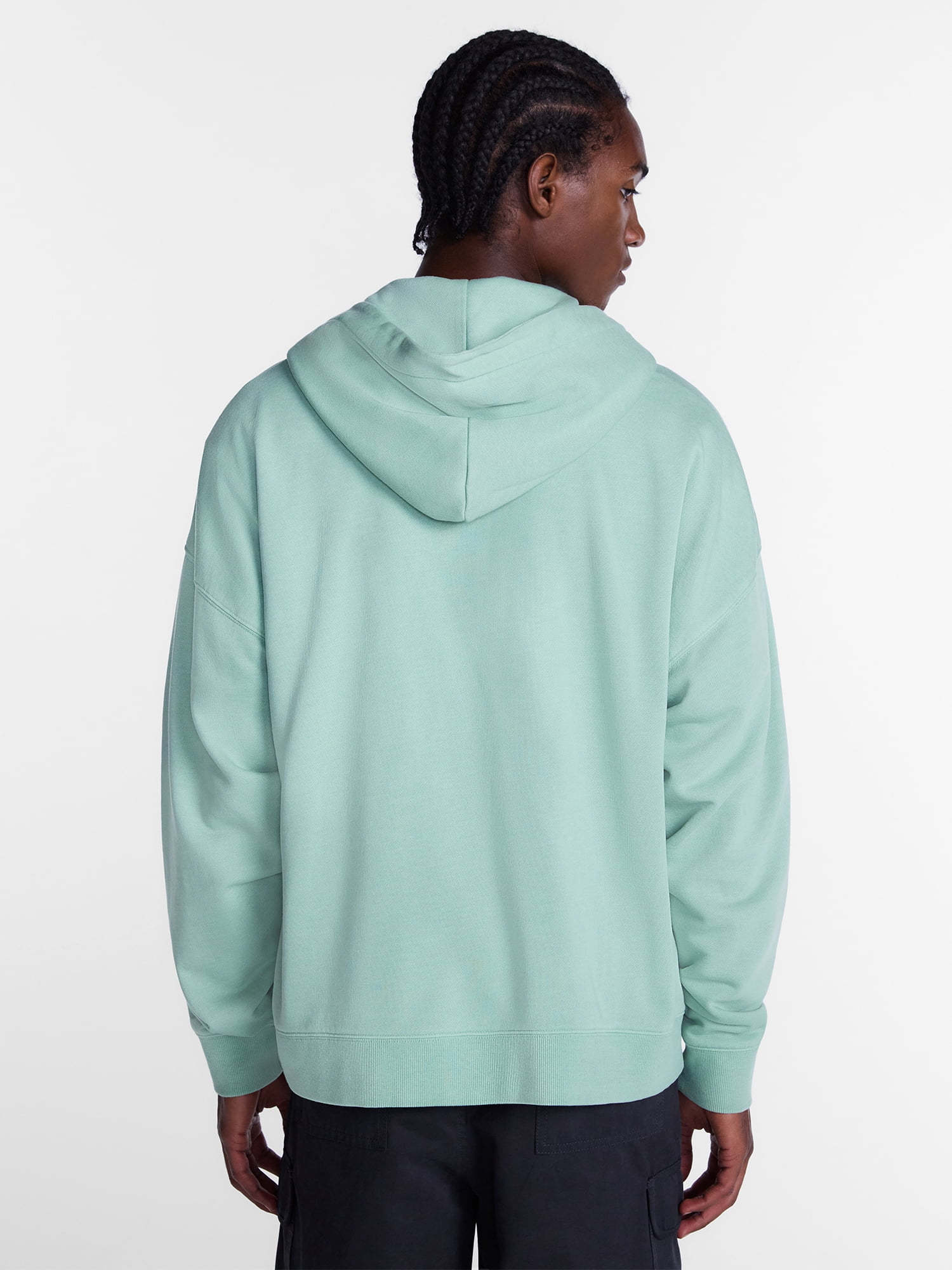 No Boundaries Boxy Fit Oversized Fleece Hoodie with Long Sleeves, Men's XS-4XLT