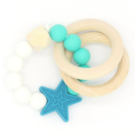 Organic Wood Teether Rings , Wooden Baby Teething