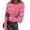 42#Watermelon Red, variant on Valentine's Day Women's T-Shirt Long Sleeve Stretch Crewneck Ribbed Heart Print Fitted Casual Basic Top 2026 Autumn Winter Wear Hot Pink S