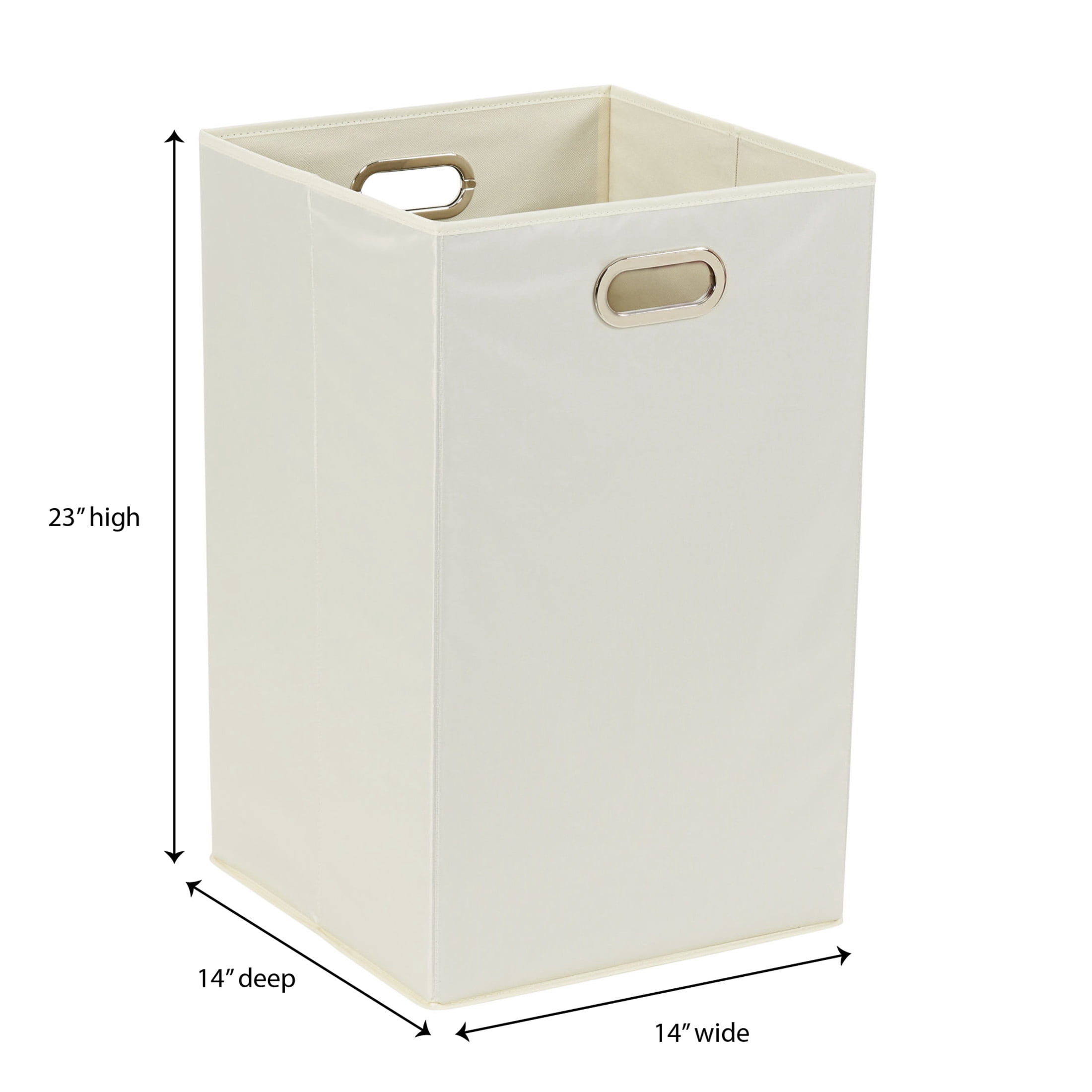 Household Essentials GEN Folding Laundry Hamper, Grommet Handles, Sturdy Fiberboard with Polyester Lining, Quick Set-Up, Squared Shape Saves Space, Natural