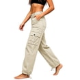 thumbnail image 5 of Levmjia Women's Cargo Pants High Waisted Straight Leg Utility Pants with Multi Pockets Adjustable Drawstring Ankle Cuffs Workwear Trousers for Outdoor, 5 of 6