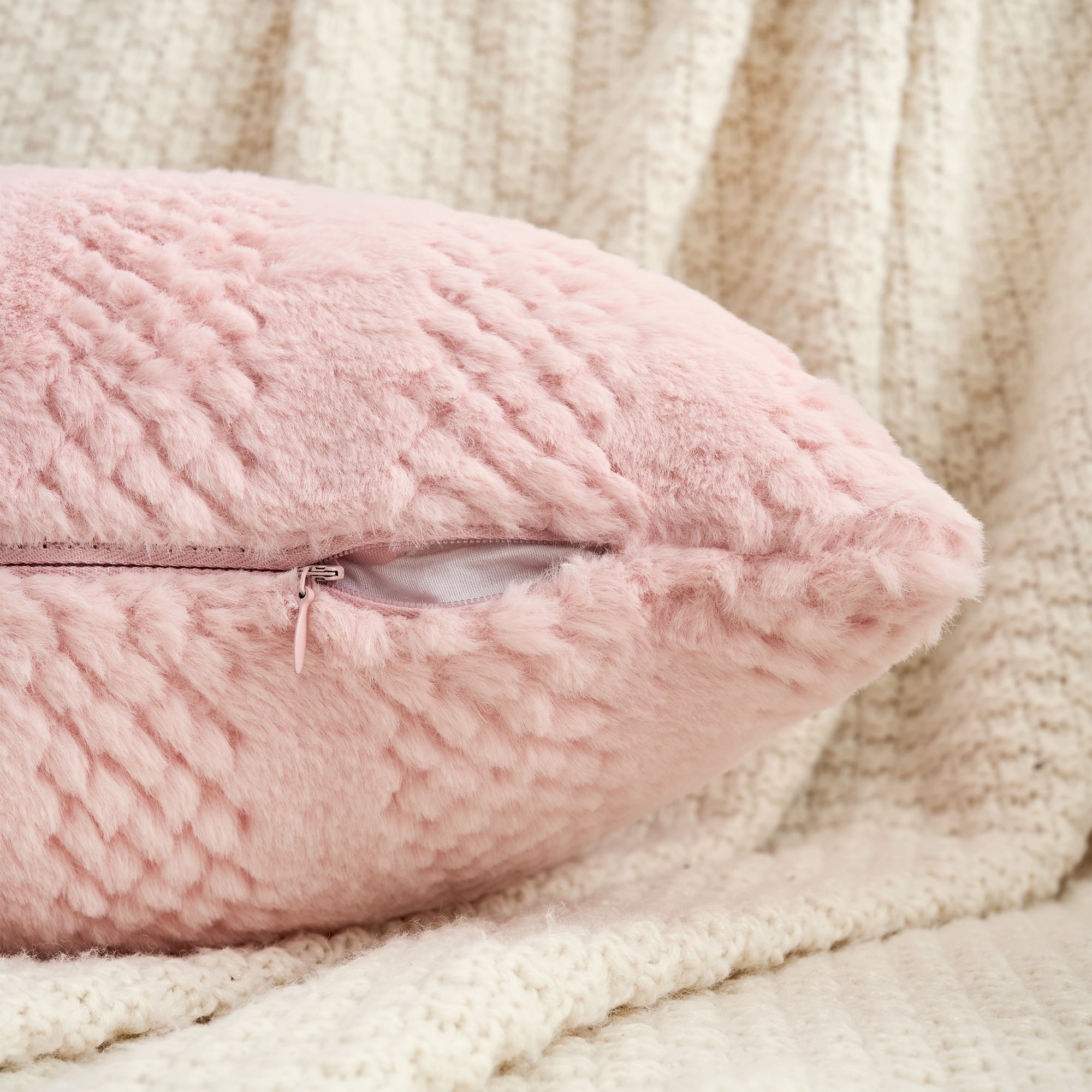 Unique Bargains Soft Plush Throw Pillow Covers Decorative Pink 18" x 18"