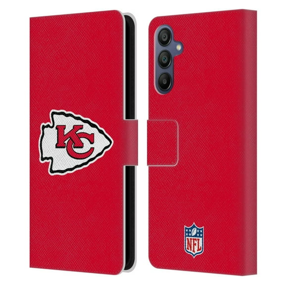 Head Case Designs NFL Kansas City Chiefs Logo Plain Leather Book Wallet Case Cover For Samsung Galaxy A15