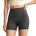 thumbnail image 2 of Dwellite No Front Seam High Waisted Workout Biker Shorts for Women Tummy Control Soft Yoga Pants Gym Gray L, 2 of 5