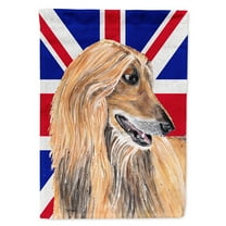 Afghan Hound with English Union Jack British Flag House Flag