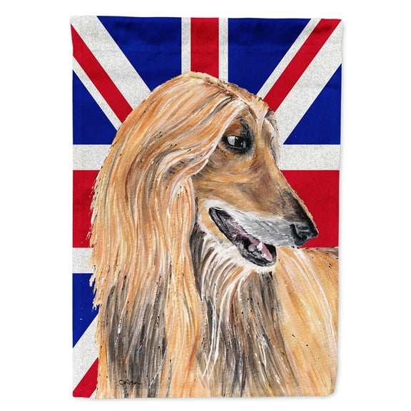 Afghan Hound with English Union Jack British Flag House Flag