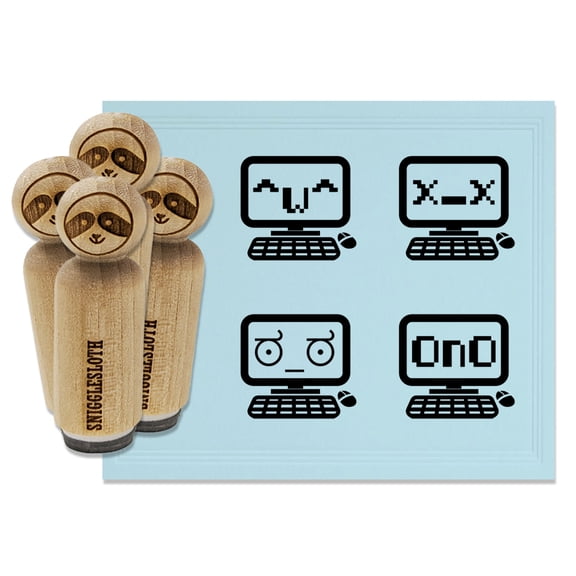 Kawaii Computers Frowning Doubtful Dead Cute Rubber Stamp Set for Scrapbooking Crafting Stamping - Mini 1/2 Inch