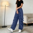 thumbnail image 5 of Pounoo Womens Parachute Cargo Pants Elastic Drawstring Waist Wide Leg Pants Modern Chic Style Breathable Comfortable Casual Pants Gift, 5 of 7
