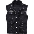 thumbnail image 1 of Chaleco vaquero para hombre, chaqueta sin mangas, estilo punk, informal, con solapa y remaches, 1 of 5