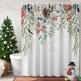 thumbnail image 4 of Winter Christmas Shower Curtains for Bathroom, Pine Leaves Berries Hazelnuts Cotton Gray Waterproof Fabric Shower Curtain for Bathroom Bathtub Decoration, Machine Washable, 72"x72", 4 of 9