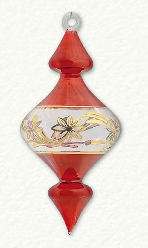 Red and Gold Diamond Shaped Egyptian Glass Christmas Tree Ornament Made