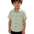 thumbnail image 2 of Krdevn Boys Solid Color Linen Short Sleeve Button Down Shirt Casual Dress Shirt with Pockets (5-14 Years), 2 of 3