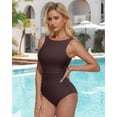 thumbnail image 2 of SOMER One Piece Swimsuit Womens Bathing Suits Tummy Control Backless Ruched Black Slimming Swimwear, 2 of 6