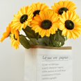 thumbnail image 2 of 6 flores artificiales de girasoles grandes con tallo largo, girasoles de seda falsos, decoración a granel para el hogar, bodas, fiestas al aire libre, baby shower (amarillo) BANYUO Electrónica, 2 of 7