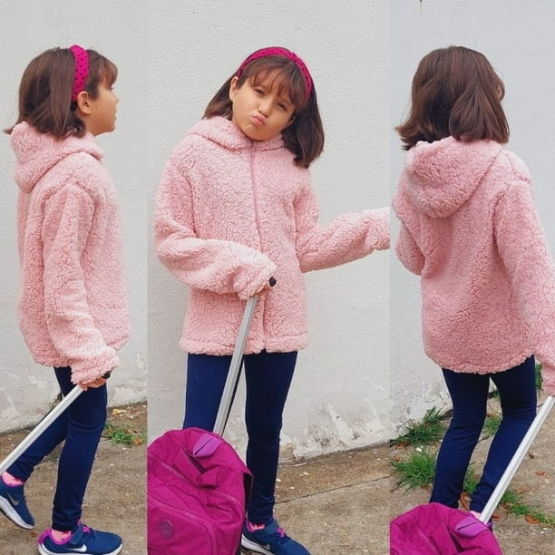 Abrigo Teddy Infantil Pelinho Niña Juvenil Con Capucha Sherpa Invierno Frío Blusa Chaqueta Niño Deng Xun unisex