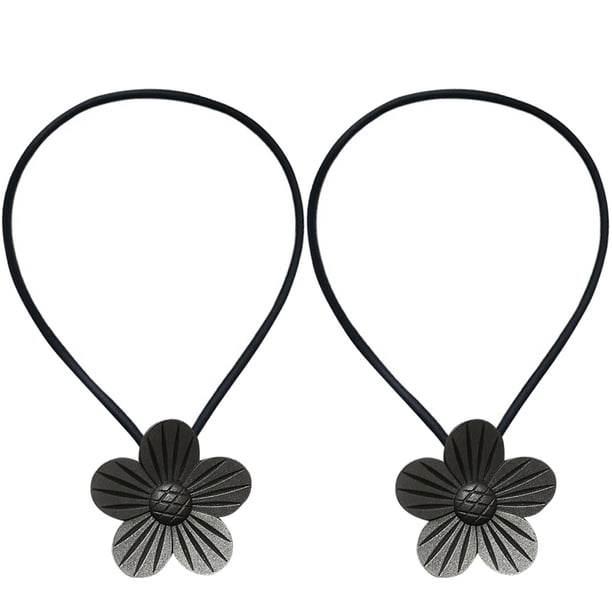 Bewildely 2 uds. Alzapaños para cortina, soporte de cuerda para ventana, hebilla de gancho, correa de adsorción para cortinas de flores de Metal, Tratamientos de ventanas Negro Bewildely HA002832-08