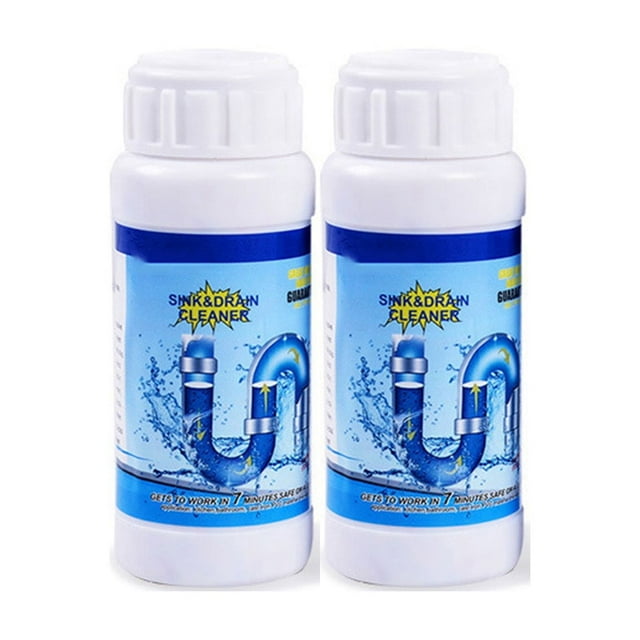 A 2Pc Drain Cleaner Powder Powerful Pipe Unclogger For Kitchen Sink Bathroom Toilet Tub Drainage Maintenance Fast Acting Formula 0.53 Lbs