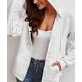 thumbnail image 5 of NJWS Womens Zip Up Hoodie Oversized Sweatshirt Drawstring Waffle Hooded Jackets Casual Daily Outfits With Pockets, 5 of 5