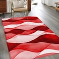 thumbnail image 4 of 2.7x5 Area Rugs, Red Striped Non-Skid Rubber Backing Large Rectangle Rugs - Living Room Bedroom Home Office, Modern Gradient Geometric Ripple Stripes Indoor Floor Mat Carpets Washable Rug, 4 of 9