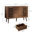 thumbnail image 4 of HLR Hollow-Carved Accent Cabinet with 3 Drawers And 2 Storage Doors, P2 grade MDF Brown, 4 of 7