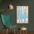 thumbnail image 2 of Winter Wall Art with Frame, Snow Covered Birch Tree Seasonal Illustration of a Forest Woodland Design, Printed Fabric Poster for Bathroom Living Room, 23" x 35", Pale Blue Ivory Black, by Ambesonne, 2 of 2