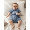 thumbnail image 6 of BemeyourBBs Toddler Baby Boy Little Brother Big Brother Matching Outfit Infant Boys Summer Clothes Waffle Knit Short Sleeve Letters Embroidery Romper T Shirt with Shorts Set, 6 of 9